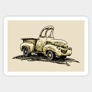 Yellow Classic Truck Cartoon Sticker
